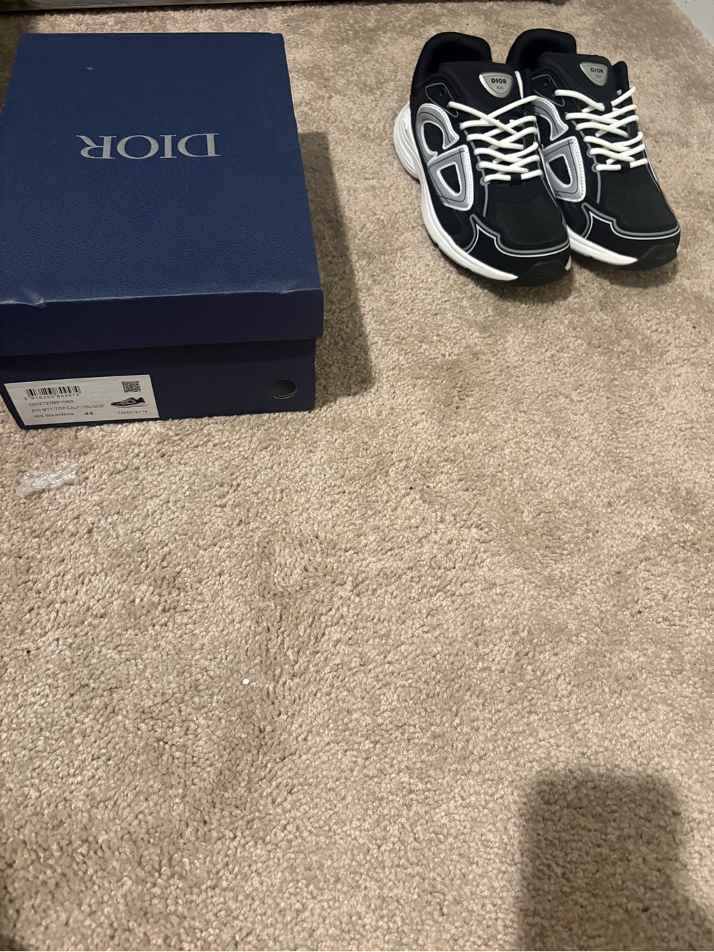 Dior Black and White Men's Contrast Lace-Up Sneakers